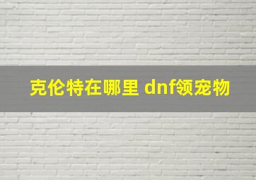 克伦特在哪里 dnf领宠物